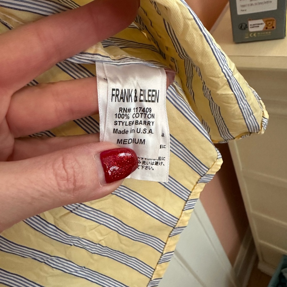 Frank & Eileen Barry Yellow and Blue Striped Shirt sz M (reco sz 4) - Picture 4 of 5